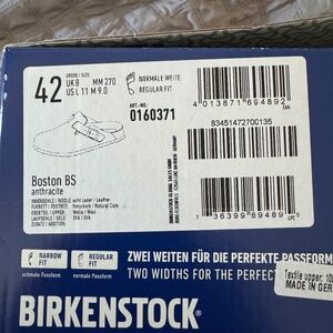 Birkenstock Boston BS in Anthracite Grey Wool Size 42 NIB NWT